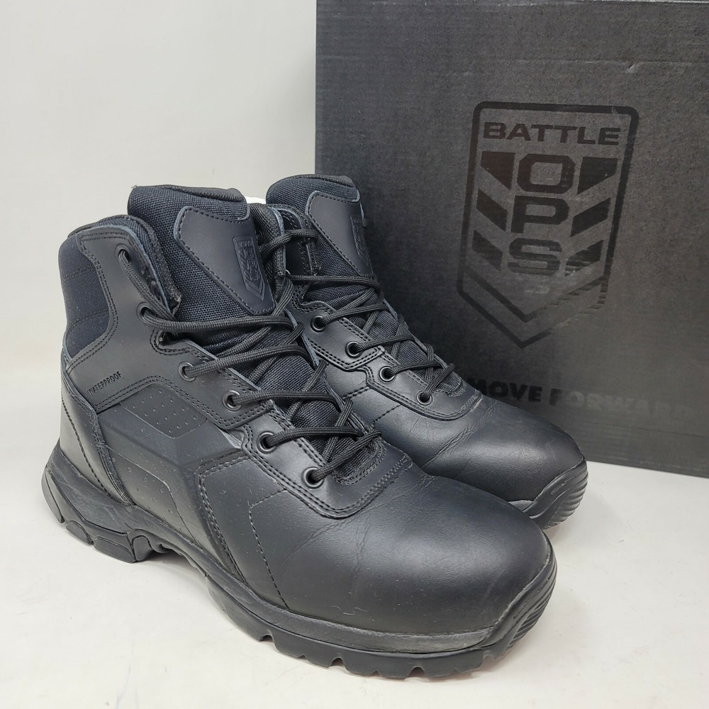 Battle Ops Men's Boots Sz 9 M 6" Waterproof Tactical Leather Black BOPS6001